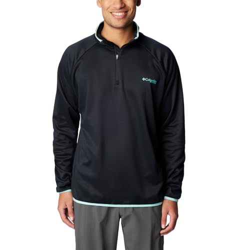 Amazon.com: Columbia Men's PFG Terminal Fleece 1/4 Zip, Black/Gulf